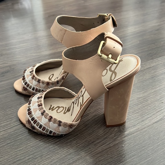 Sam Edelman heeled sandals. Nude with embellishments. Size 6.5 US - Picture 2 of 2